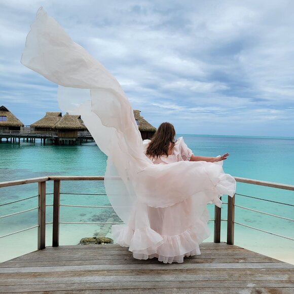Selkie Peach Fuzz in Bloom Dress with train - 5x - Picture 4 of 6